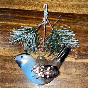 Vintage German Bird Ornament with Pine Accents
